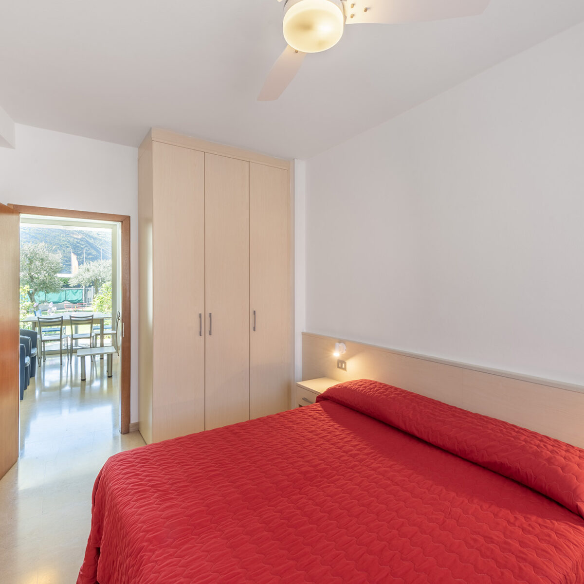 This spacious apartment includes a bedroom with a double bed