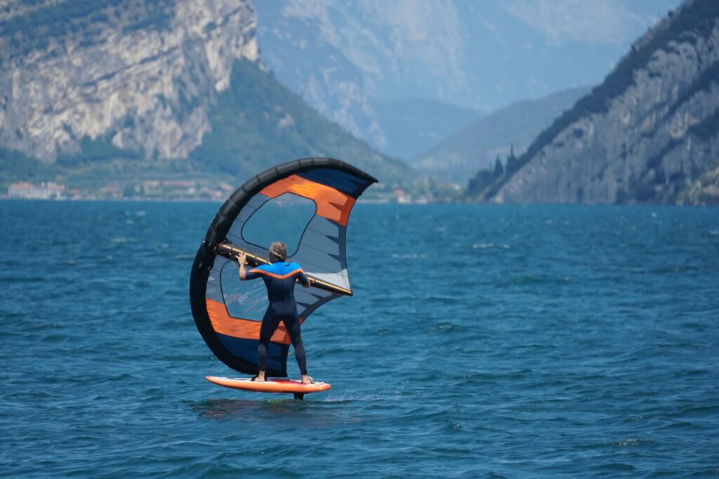 Wing foiling on Lake Garda